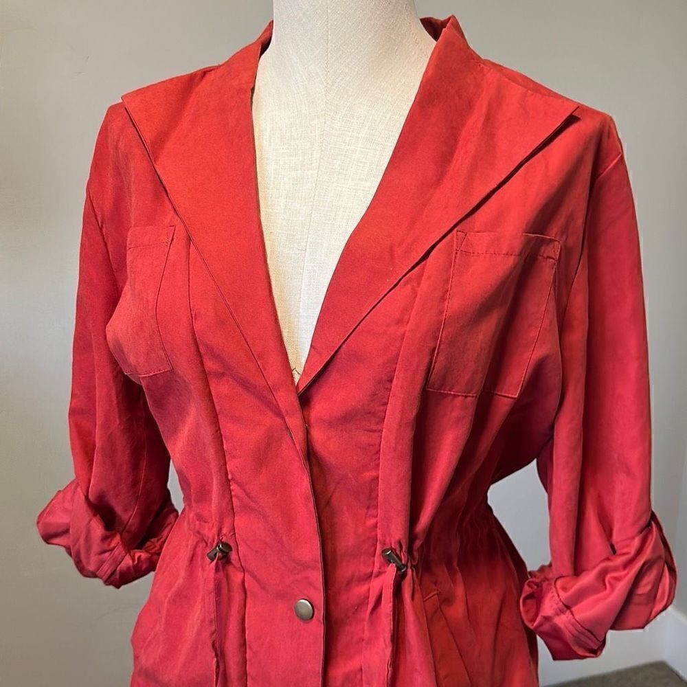 Umgee Women's Drawstring Waist Jacket Coat Red-NWT